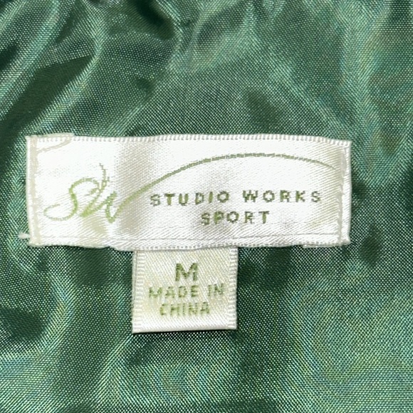 Studio Works Sport Green Side Stretch Full Zipper Puffer Vest Cold Weather Med - Picture 6 of 10